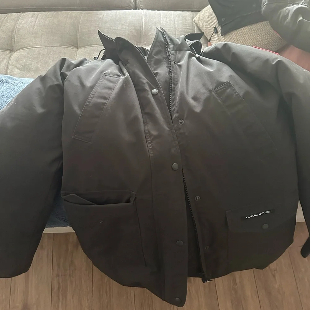 Canada Goose Black Jacket with Red and Blue Logo - Picture 4 of 6